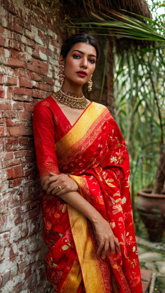 wide angle shot of the saree with traditional art (1)